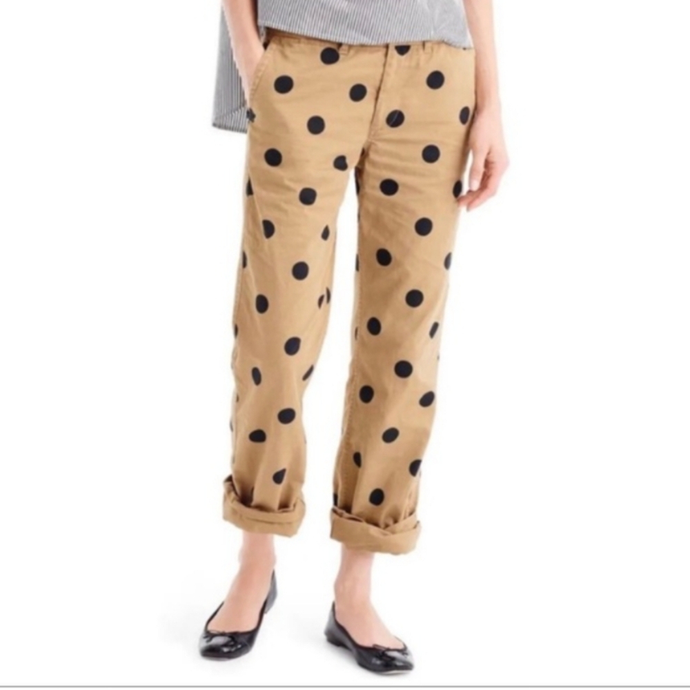 J. Crew Polka Chino Pant In Tan/Black Combo Size 00 Petite XXS - Picture 5 of 5